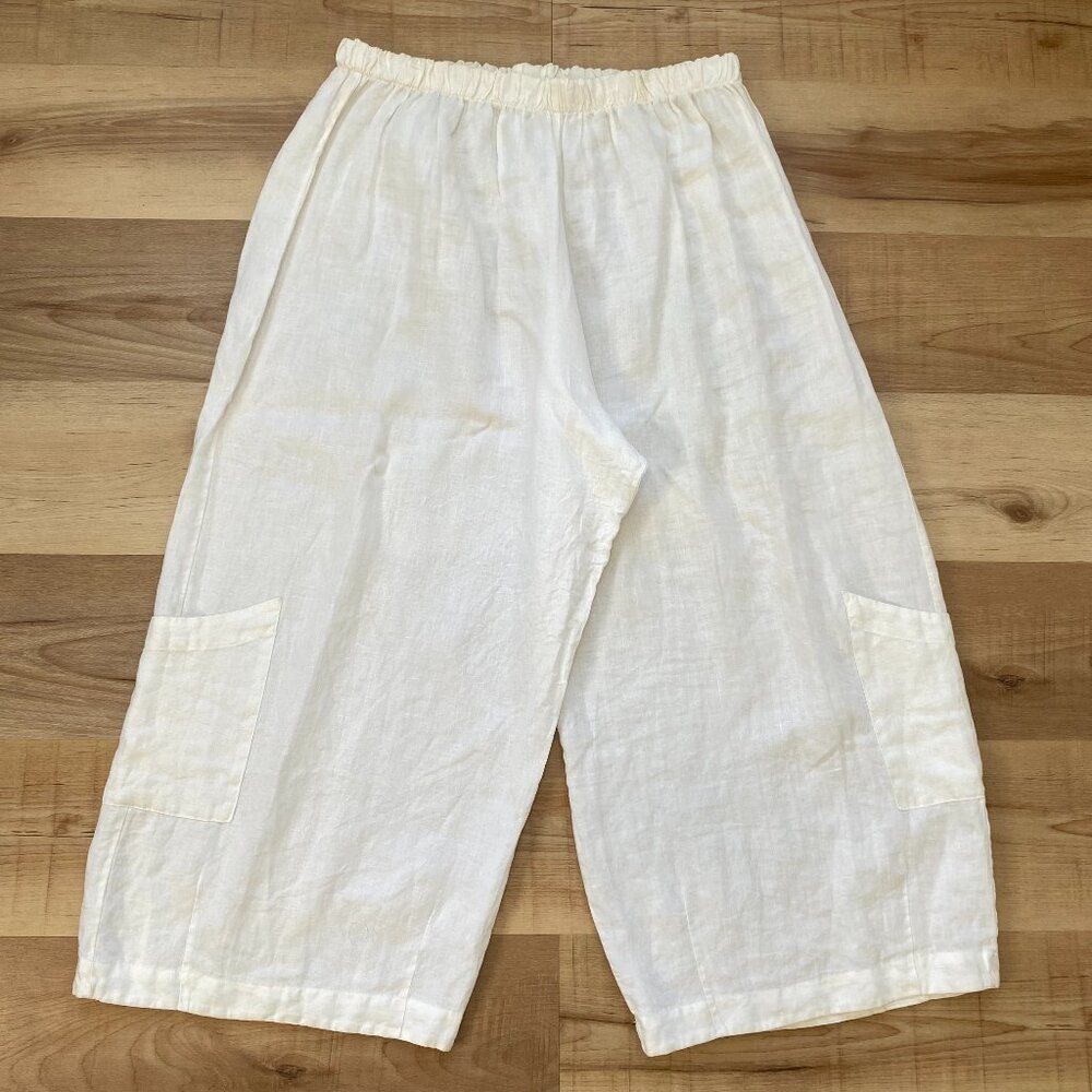 Bryn Walker Womens White 100% Linen Casbah Ultra Wide Leg Pull-On Pants Size 2XL